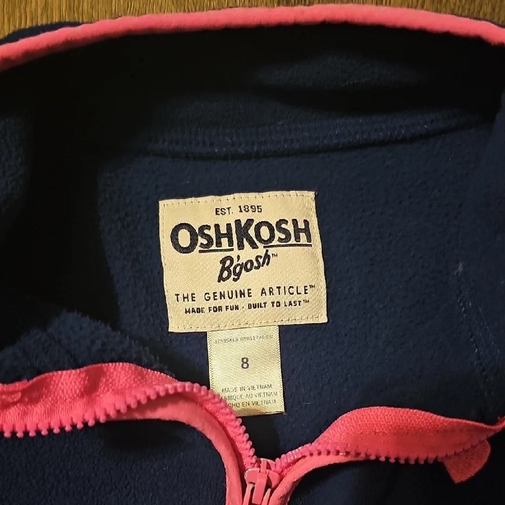 OshKosh B'gosh Blue Fleece Pink Accents Size 8 Girl Outerwear